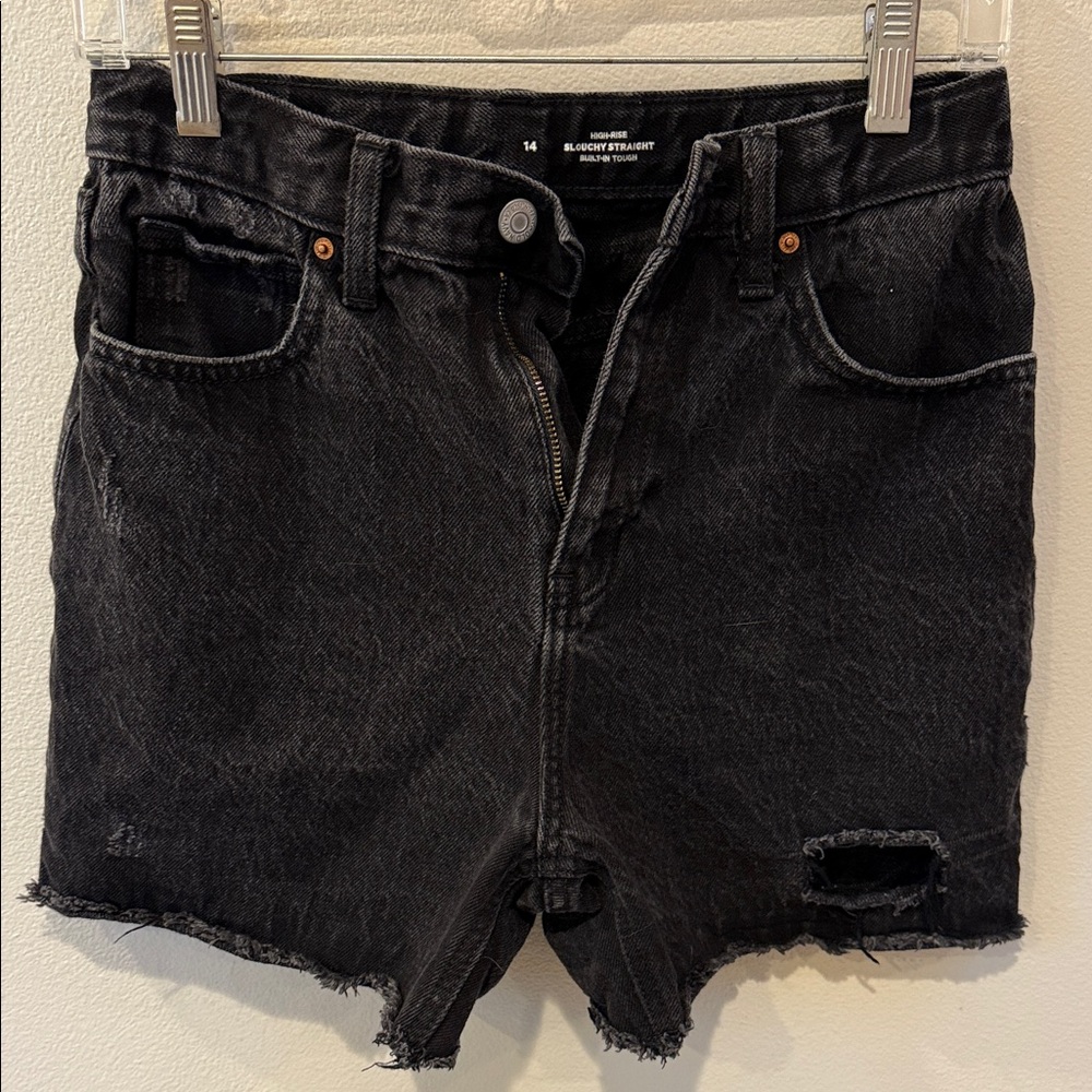 Old Navy Girls 14 Black High-Rise Denim Shorts